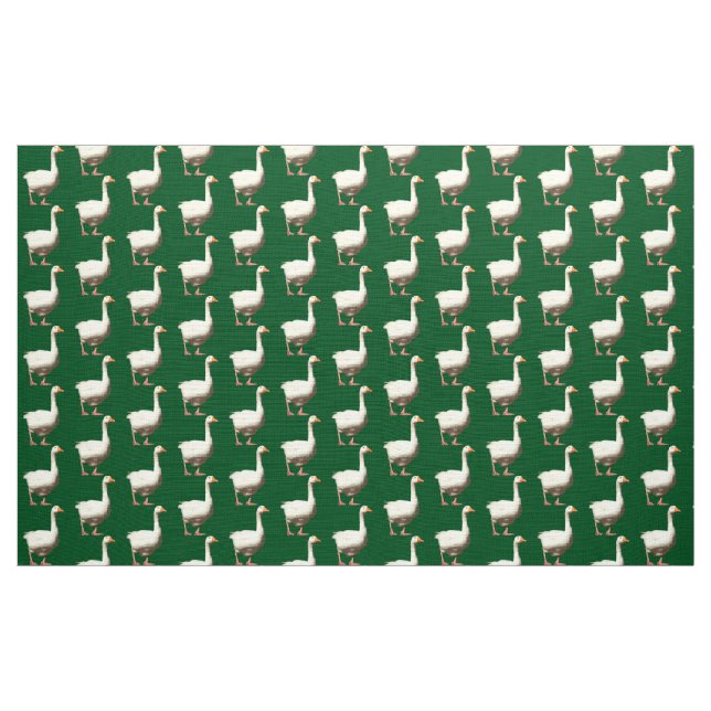 Weiße Gänse - grün Stoff (Yard (91,4 cm))