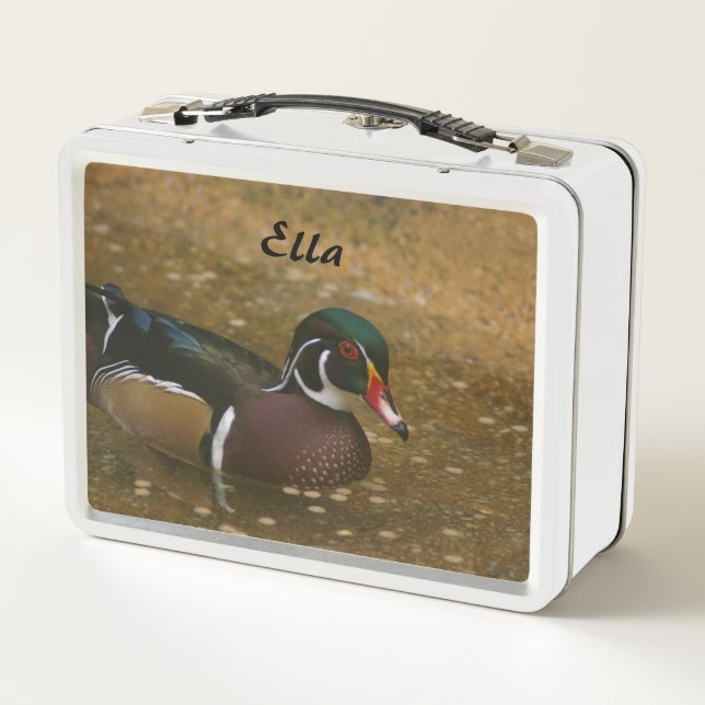 Weiße Gänse und Holzente Metall Lunch Box (Rückseite)