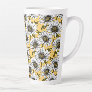 Weiße Gänse, wilde Blume auf Gelb Milchtasse