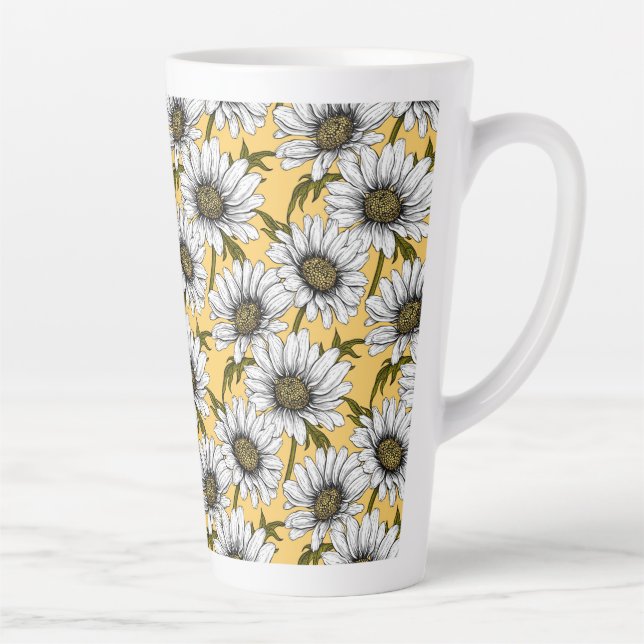 Weiße Gänse, wilde Blume auf Gelb Milchtasse (Rechts)