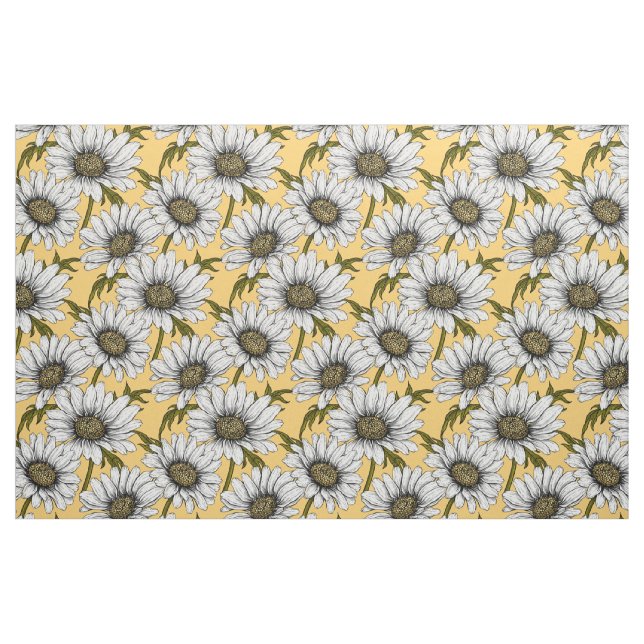 Weiße Gänse, wilde Blume auf Gelb Stoff (Fat Quarter (45,7 x 55,9 cm))