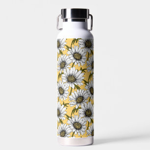 Weiße Gänse, wilde Blume auf Gelb Trinkflasche