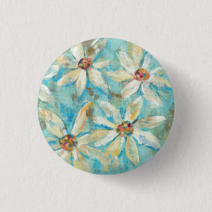 Weiße Gänseblümchen auf Blau Button