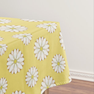 Weiße Gänseblümchen auf goldenem Gelb Tischdecke