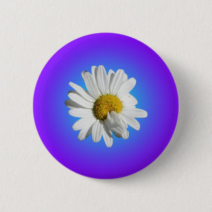 Weiße Gänseblümchen-Blumen-Blume Lila Blau Verlauf Button