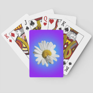 Weiße Gänseblümchen-Blumen Florale lila blaue Abst Spielkarten
