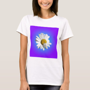 Weiße Gänseblümchen-Blumen Florale lila blaue Abst T-Shirt
