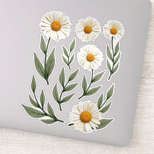 Weiße Gänseblümchen-Blumendesign Aufkleber