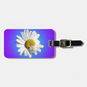 Weiße Gänseblümchen-Blumenflorale lila blaue Abstu Gepäckanhänger