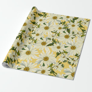 Weiße Gänseblümchen Daisy Blume Gelbe Lebendige Pa Geschenkpapier