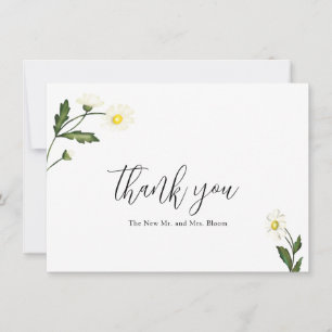 Weiße Gänseblümchen Florale Rustikale Hochzeit Dankeskarte