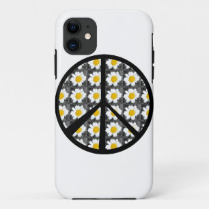 Weiße Gänseblümchen-Friedenszeichen iPhone 11 Hülle