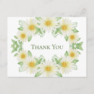 Weiße Gänseblümchen-Kranz-Aquarell-Dankeschön Postkarte