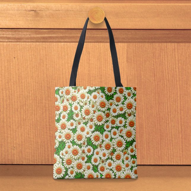 Weiße Gänseblümchen-Tasche Tasche (Tote bag with white daisies)
