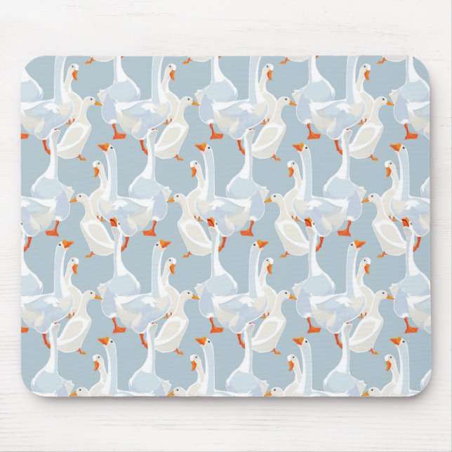 Weiße Gänsemuster Mousepad (Vorne)