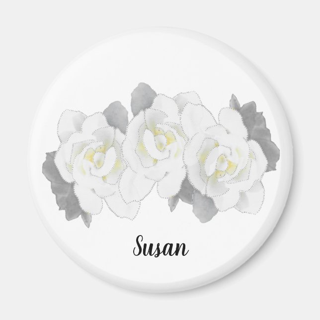Weiße Gardenia-Blume auf Weiß Magnet (Vorne)