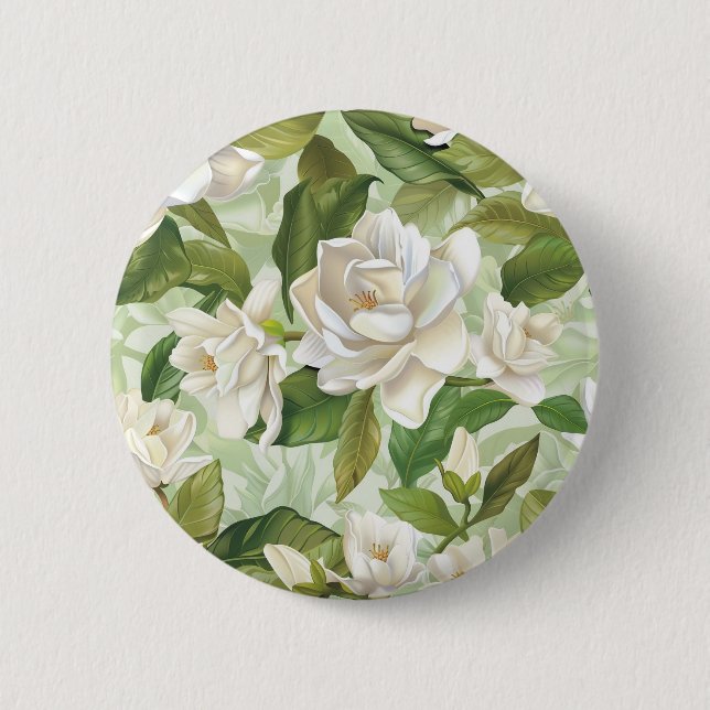 Weiße Gardenienblüten Button (Vorderseite)