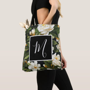 Weiße Gärten Blume und grüne Blätter Tasche