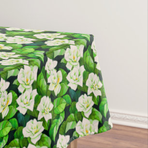 Weiße Gartenanlagen und Jade Green Blätter Tischdecke