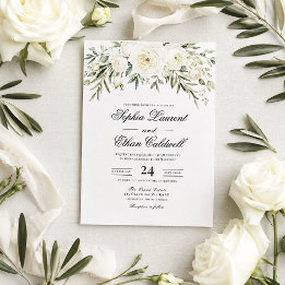 Weiße Gartenrosen Hochzeitseinladung Einladung