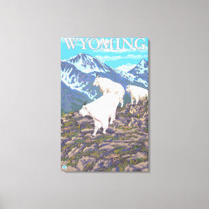 Weiße Gebirgsziege FamilyWyoming Leinwanddruck