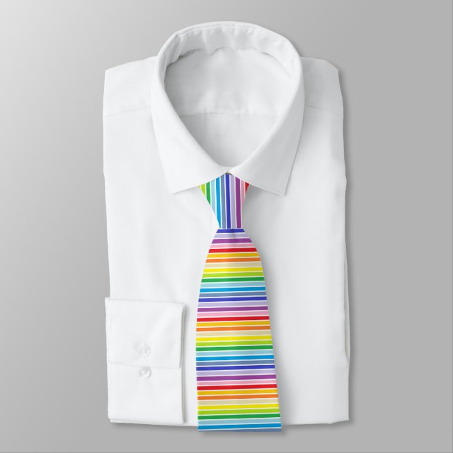 Weiße, gegliederte breiter Spektrum-Regenbogenstre Krawatte (Gebunden)