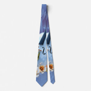 Weiße Geige mit Blume - Elegante Musik und Natur Krawatte