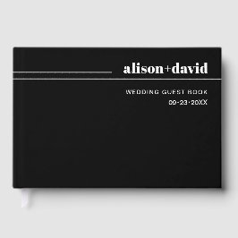 Weiße, gekrümmte Linien und typografisch schwarze Gästebuch