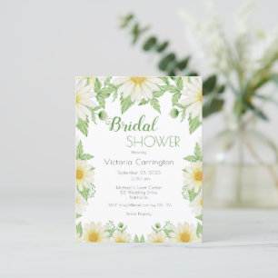 Weiße gelbe Blumen Hochzeitsdusche Postkarte