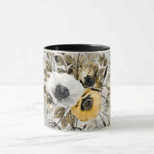 Weiße, gelbe Blumen Tasse