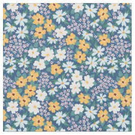 Weiße gelbe Blüten Blumenmuster Stoff