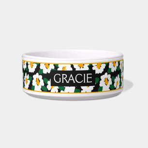 Weiße Gelbe Daisy-Blume Muster Personalisiert Napf