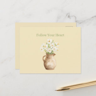 Weiße gelbe Narzissen Blumen Postkarte