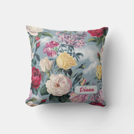 Weiße, gelbe und rosa Rosen Kissen