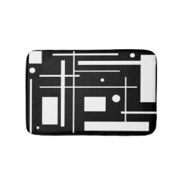 Weiße geometrische Formen auf der Schwarzmatte Badematte