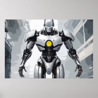 Weiße gepanzerte Cyborg-Mecha-Sci-Fi-Comic-Art