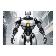 Weiße gepanzerte Cyborg-Mecha-Sci-Fi-Comic-Art