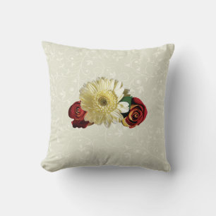 Weiße Gerbera mit Rosenknospen Kissen