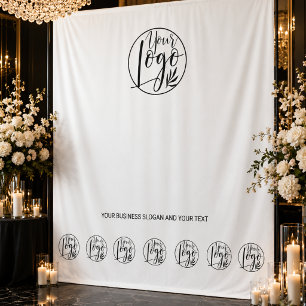 Weiße Geschäftslogo-Step-Repeat-Fotokulisse Wandteppich