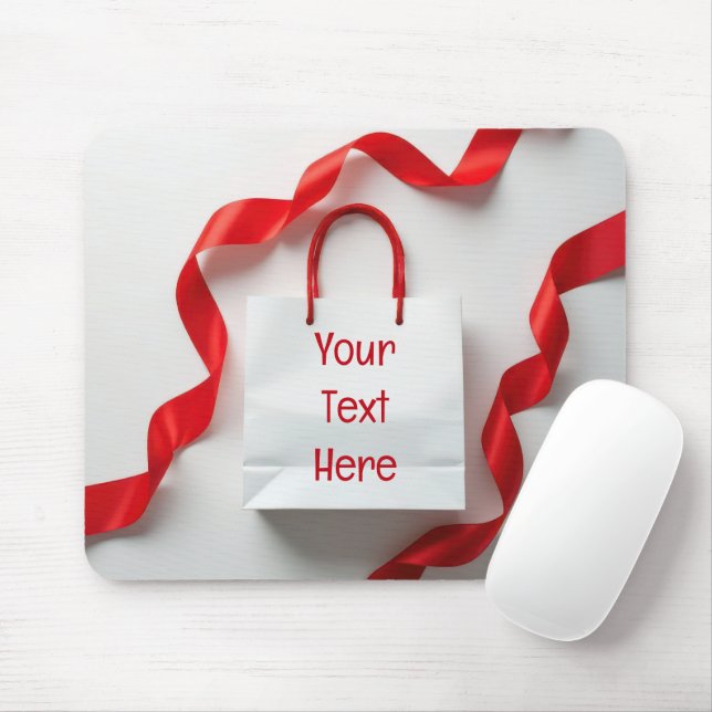 Weiße Geschenktüte mit Bändern Mousepad (Mit Mouse)