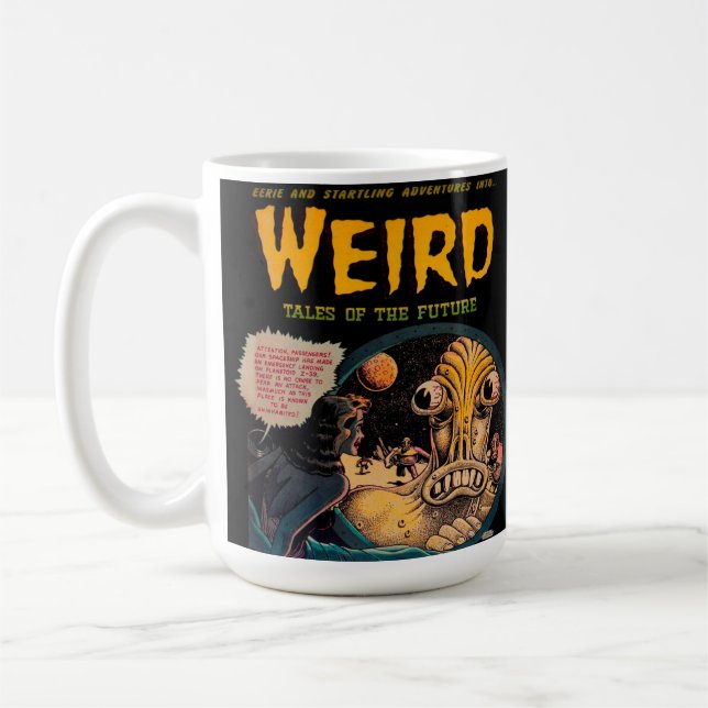 Weiße Geschichten der Zukunft Kaffeetasse (Links)