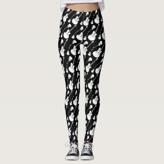 Weiße Gitarren-Leggings Leggings