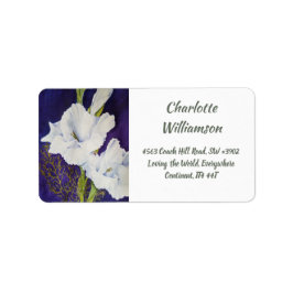 Weiße Gladiola-Blume in Wasserfarbenadresse Adressaufkleber