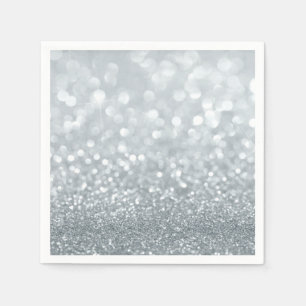 Weiße Glitter Funkelnde Glitzer Süße 16 Party Serviette
