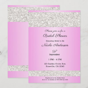 Weiße Glitter-Funken Rosa Glamour Brautparty Einladung