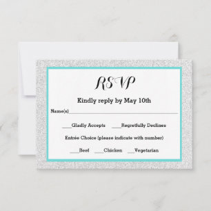 Weiße Glitter- und Teeband-Rahmen- RSVP-Antwortkar RSVP Karte