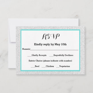 Weiße Glitter- und Teeband-Rahmen- RSVP-Antwortkar RSVP Karte