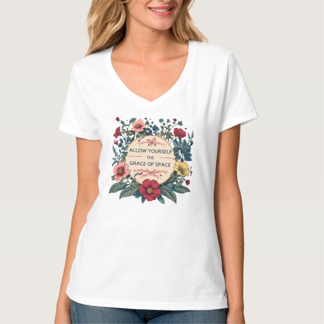 Weiße "Gnade des Weltraums" T-Shirt der Frauen (Vorderseite)
