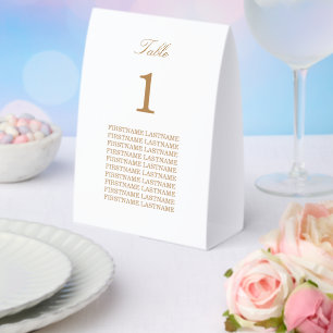 Weiße Gold-Beige Gastnamen Papier-Tischzelt Tischaufsteller