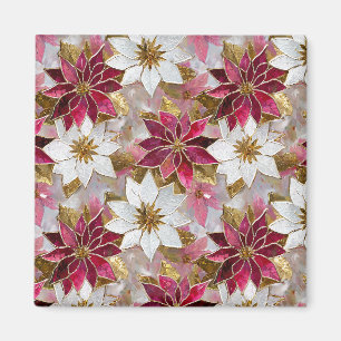 Weiße Gold Burgund Rosa Weihnachts Poinsettien Magnet